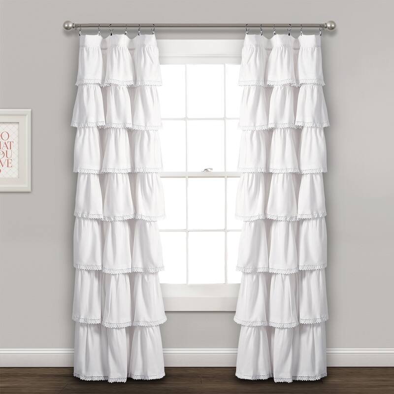 Lush Decor Lace Ruffle Curtain Panel - 52"W x 84"L - 52"W x 84"L