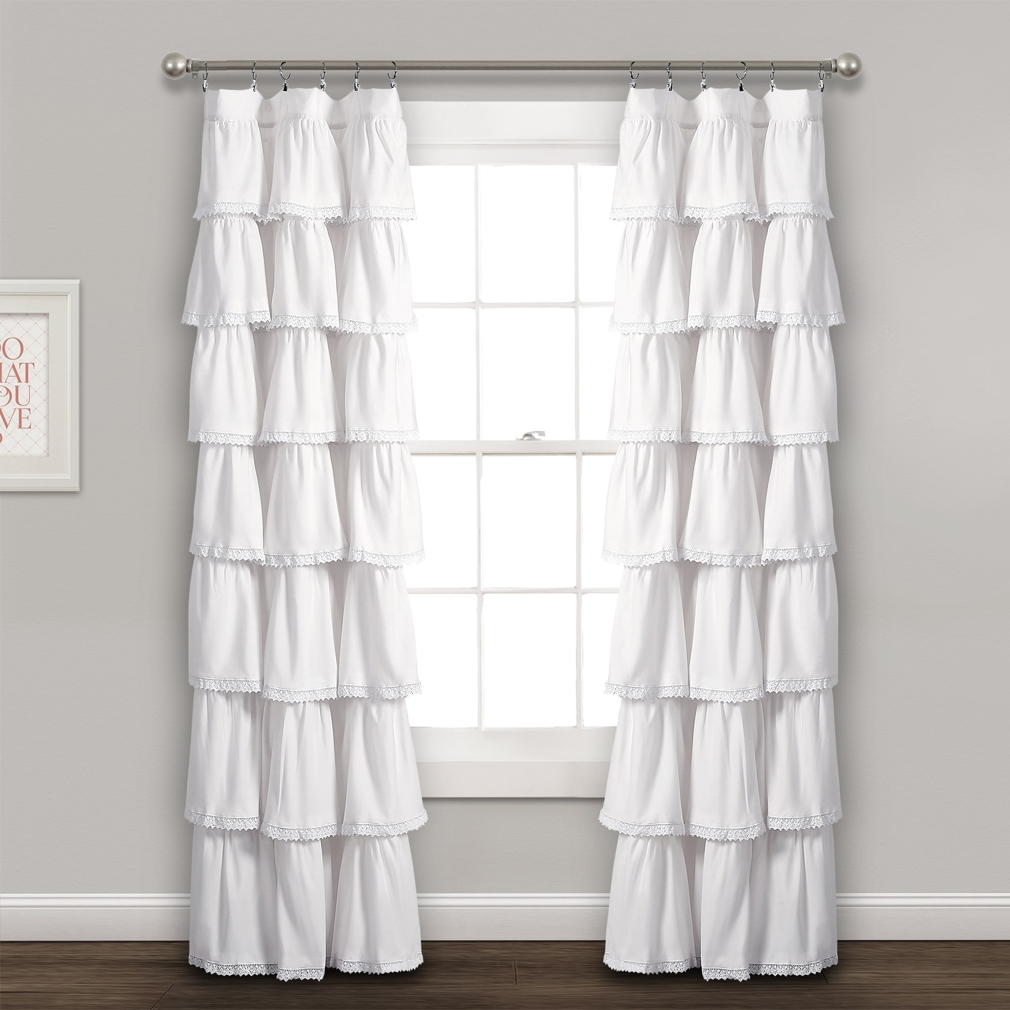 Lush Decor Lace Ruffle Curtain Panel - 52"W x 84"L - 52"W x 84"L