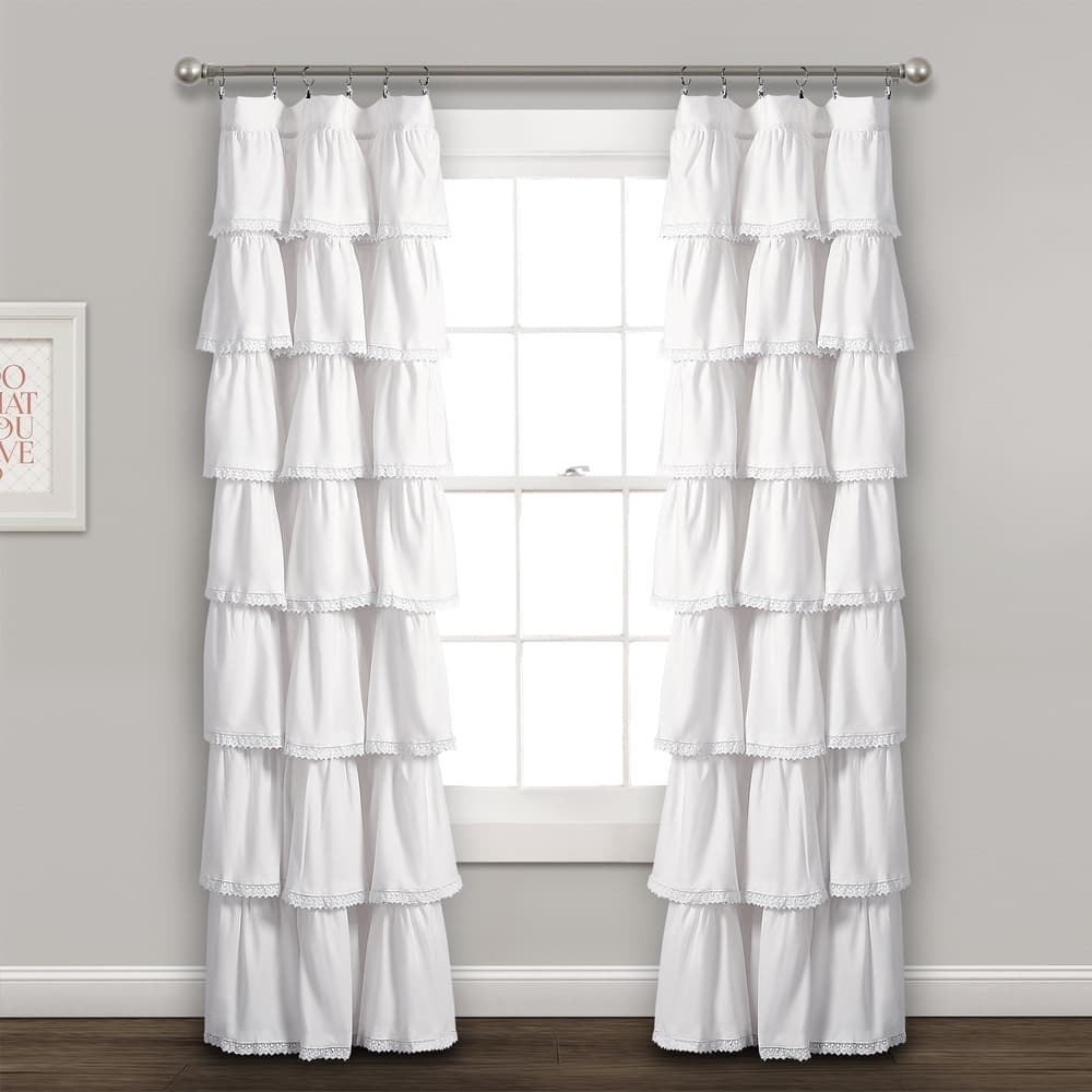 Lush Decor Lace Ruffle Curtain Panel - 52"W x 84"L - 52"W x 84"L