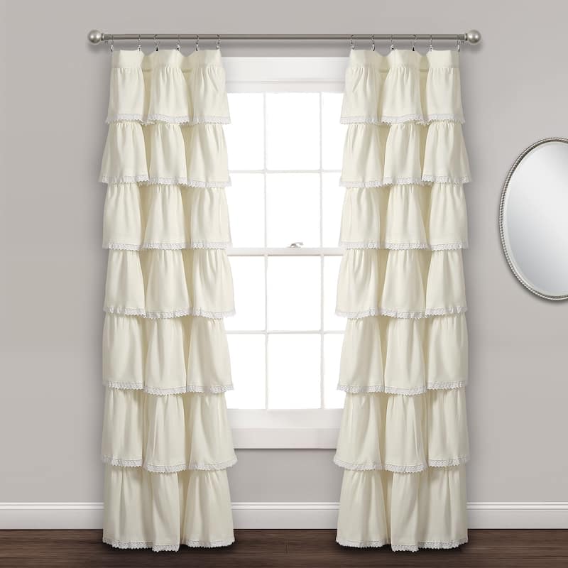 Lush Decor Lace Ruffle Curtain Panel - 52"W x 84"L - 52"W x 84"L