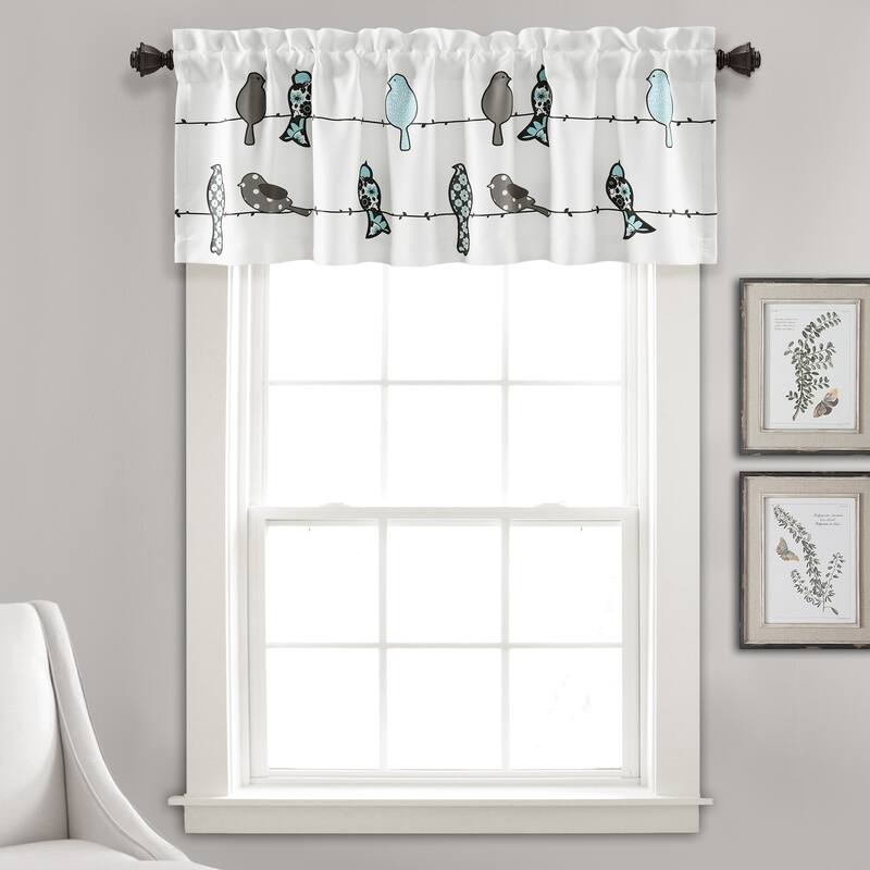 Lush Decor Rowley Birds Valance - Blue & Gray