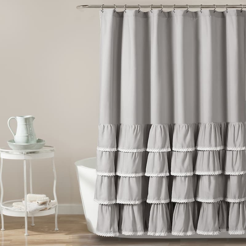 Lush Decor Ella Lace Ruffle Shower Curtain