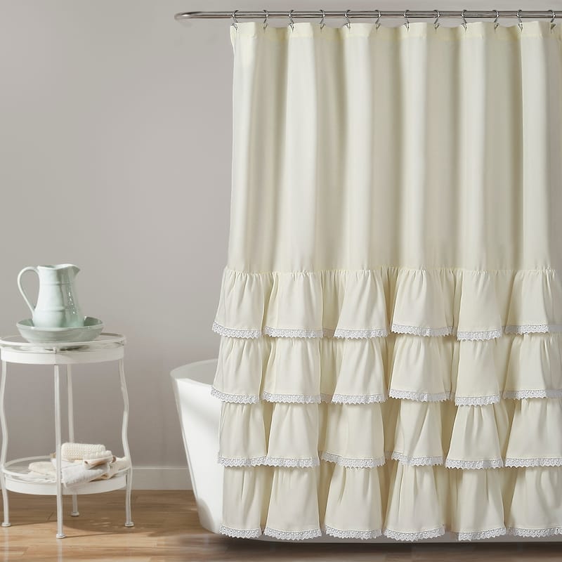Lush Decor Ella Lace Ruffle Shower Curtain - Ivory