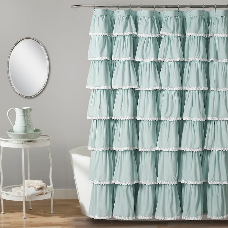 Lush Decor Lace Ruffle Shower Curtain - 72 x 72 - Blue