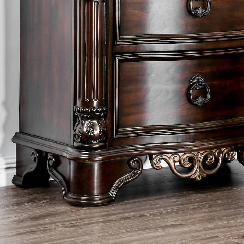 Pune Traditional Brown Wood 2-Drawer Nightstand of Furniture of America