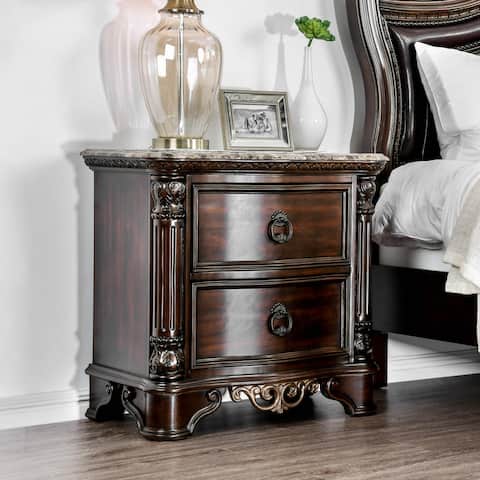 Furniture of America Pune Traditional Brown Wood 2-drawer Nightstand