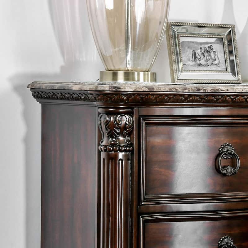 Pune Traditional Brown Wood 2-Drawer Nightstand of Furniture of America