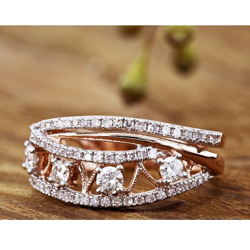 Annello by Kobelli 10k Gold 1/2ct TDW Diamond Anniversary Band Fashion Ring