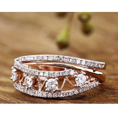 Annello by Kobelli 10k Gold 1/2ct TDW Diamond Anniversary Band Fashion Ring