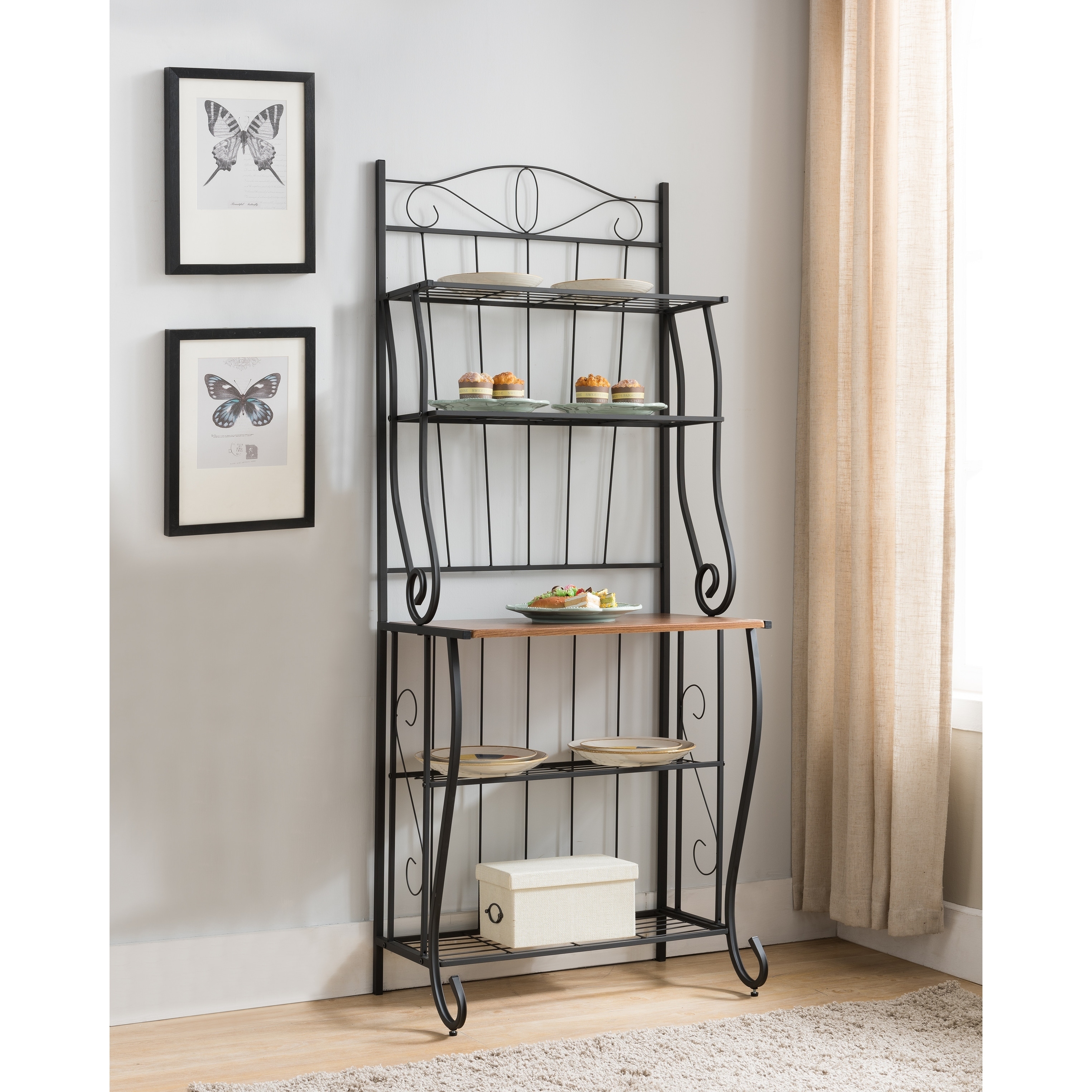 Shop Black Metal Tube Kitchen Bakers Rack On Sale Free