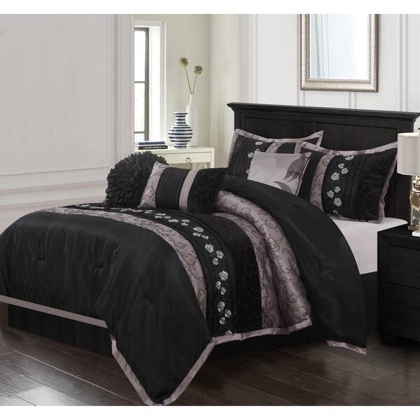 Shop Grand Avenue Stella Black 7 Piece Bedding Comforter Set On