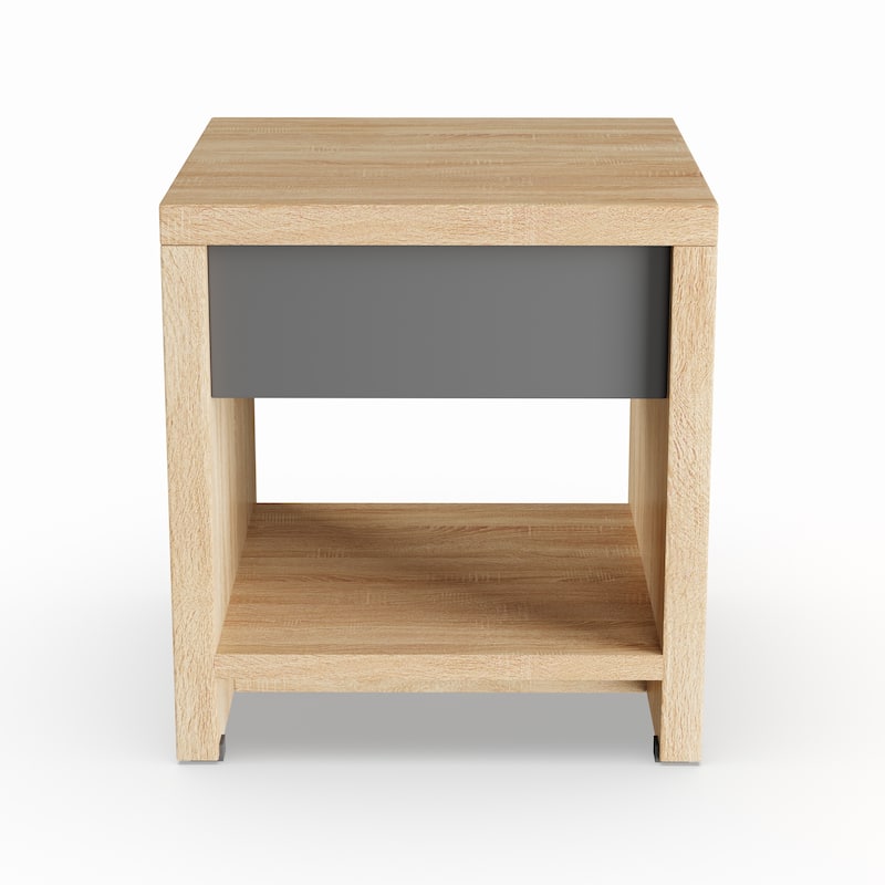 Carbon Loft Kitty Two-Tone Oak and Grey Wood 1-drawer Nightstand