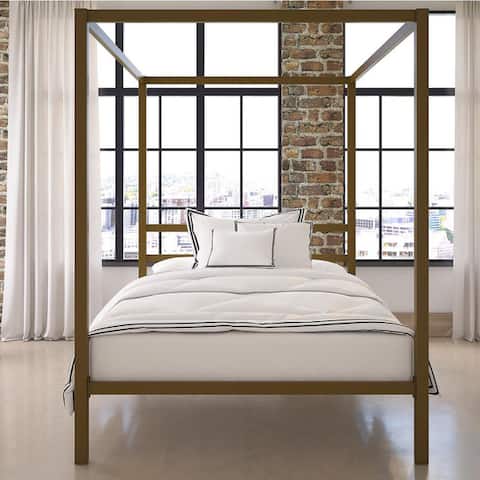The Curated Nomad Hillard Gold Metal Modern Canopy Bed By Sale On