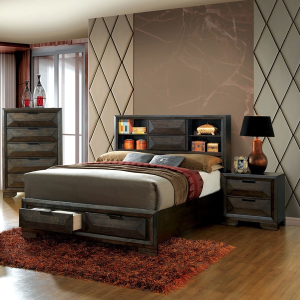Strick & Bolton Paloma 3-piece Headboard Espresso Storage Bedroom Set