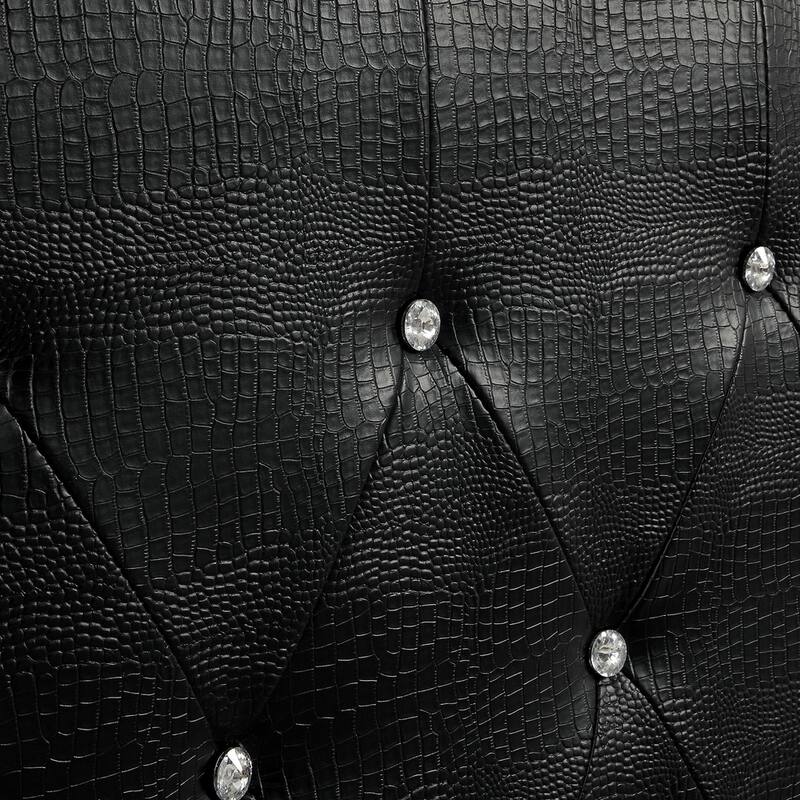 Huntress I Crocodile Glam Faux Leather Button Tufted Headboard by Furniture of America