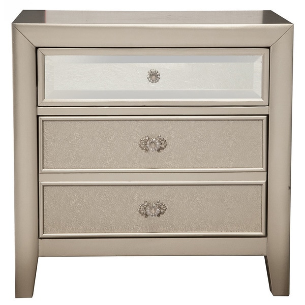 Silver Orchid Grant Silver-finish Wood 3-drawer Nightstand