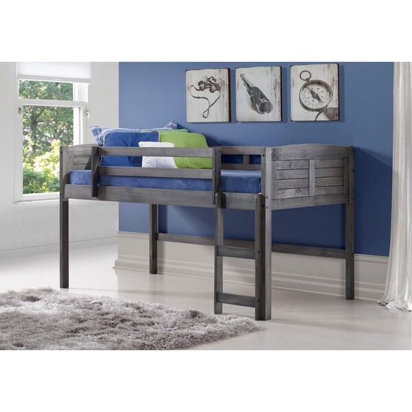 Pine Canopy Sedum Kids Antique Grey Pine Wood Low Loft Twin Bed