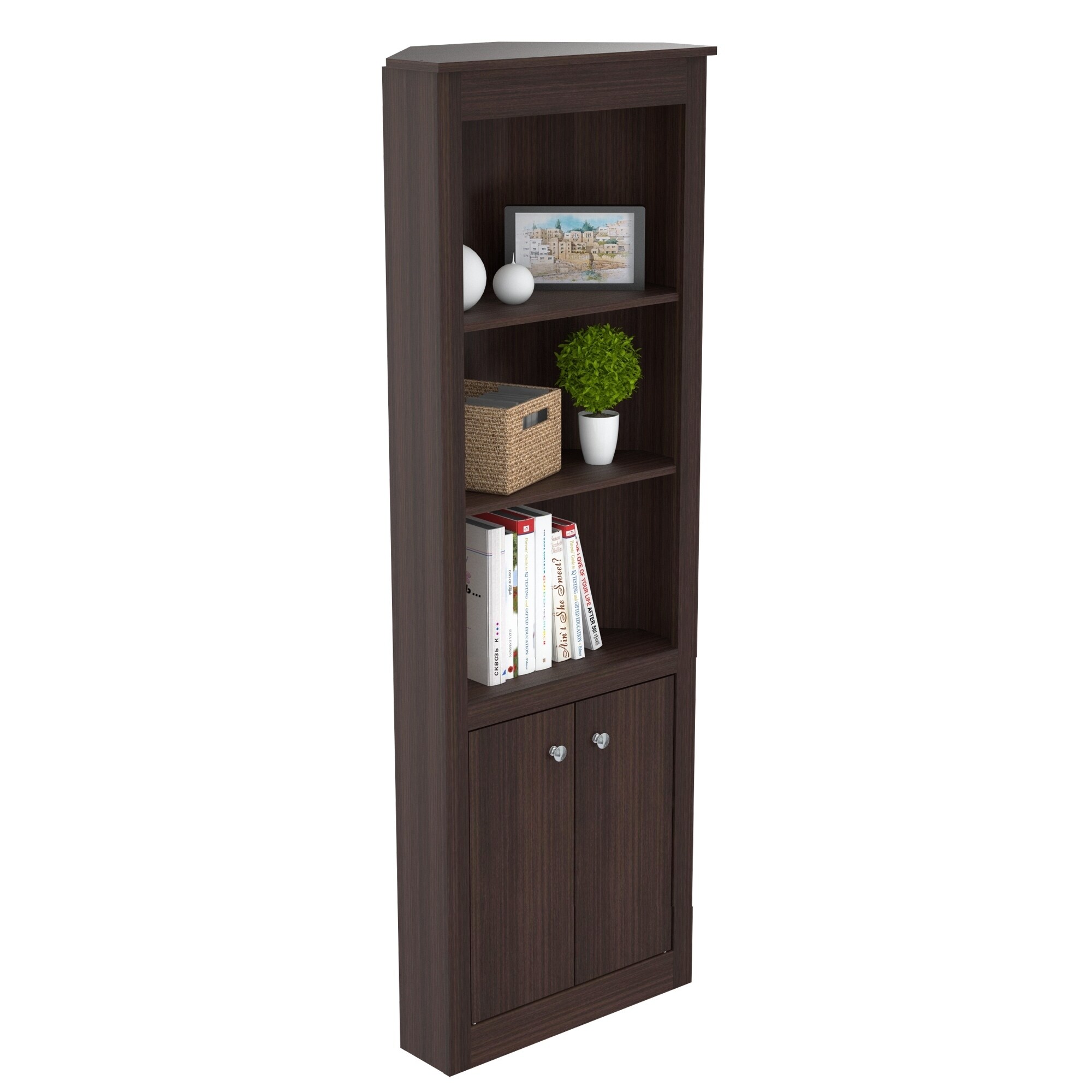 Shop Inval 2 Door Corner Bookshelf Medium Free Shipping Today