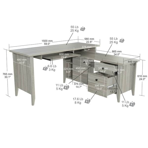 Shop Inval L Shaped Computer Writing Desk Free Shipping Today