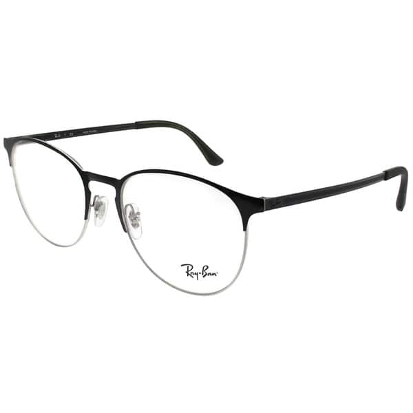Ray Ban Round Rx 6375 2861 Unisex Silver On Black Frame Eyeglasses Sale
