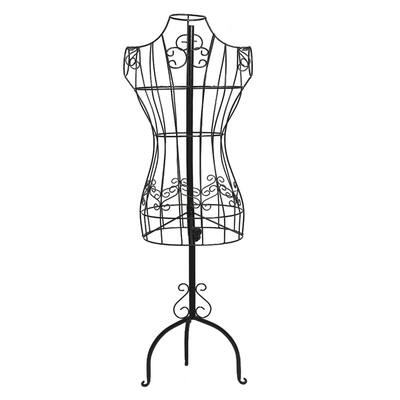 Benzara Wire Frame Metal Mannequin Display Stand With Adjustable Height, Black