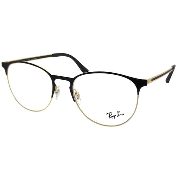 Ray Ban Round Rx 6375 Unisex Gold On Black Frame Eyeglasses On Sale Overstock