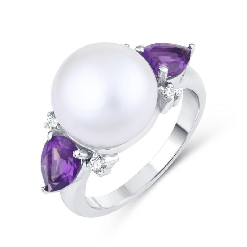Natural Amethyst Pear Ring 925 Silver Jewelry.Free Shipping.All US SIZE