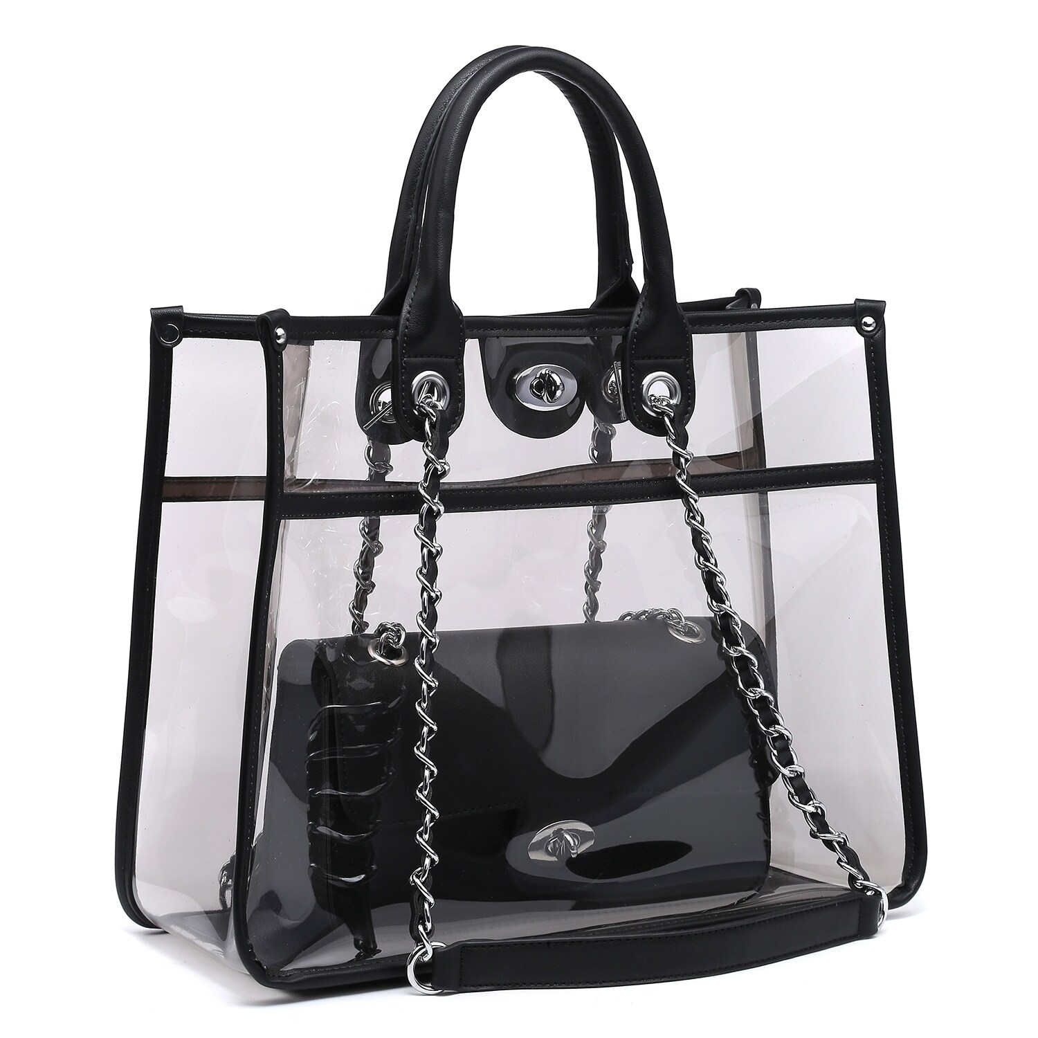 black transparent tote bag