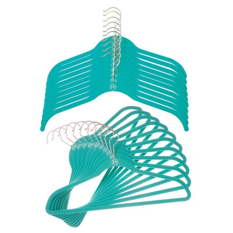 Joy Mangano 24 Pk Suit/Shirt Huggable Hangers, Teal