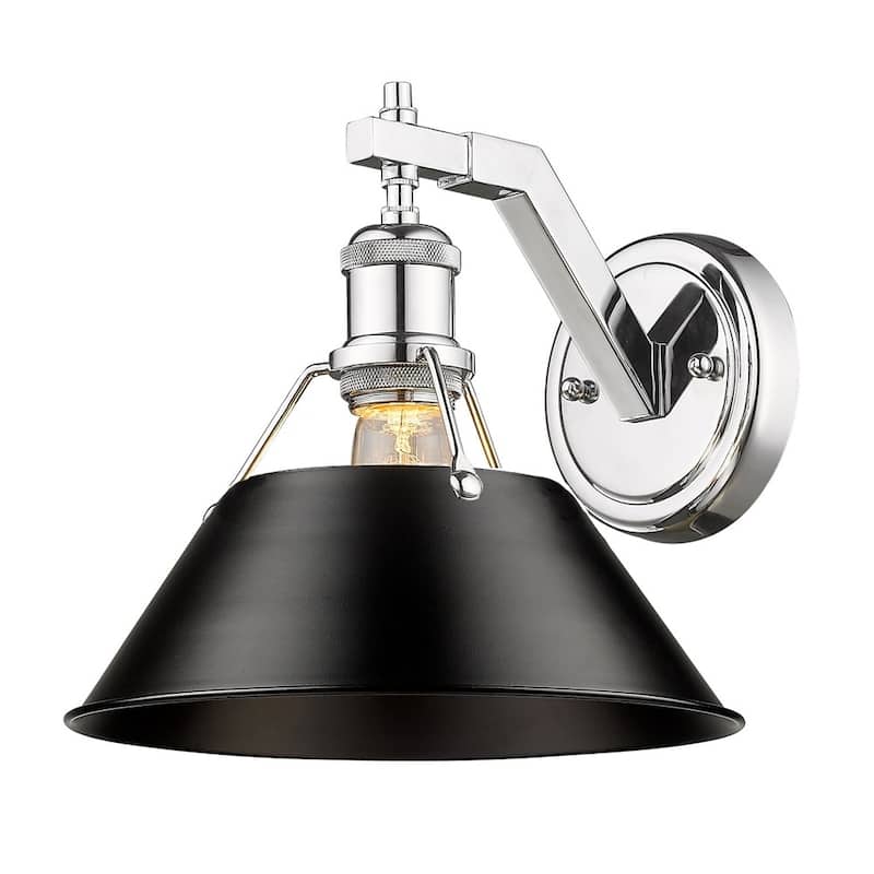 Orwell CH 1 Light Wall Sconce in Chrome with Black Shade - Chrome with Black Shade
