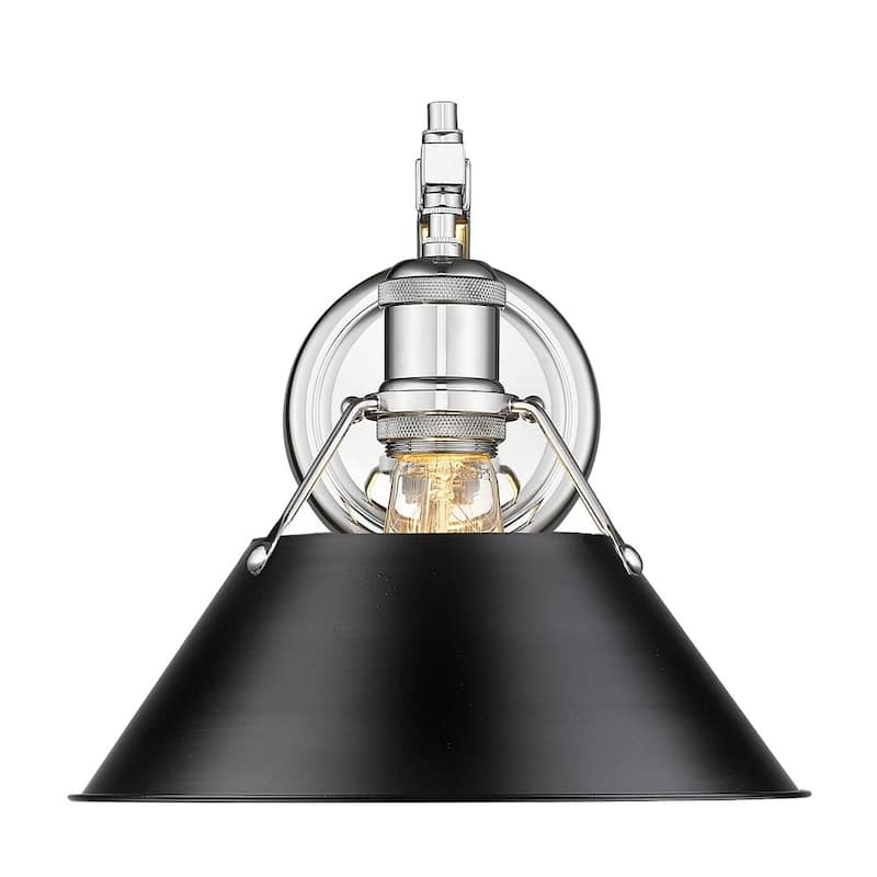 Orwell CH 1 Light Wall Sconce in Chrome with Black Shade - Chrome with Black Shade
