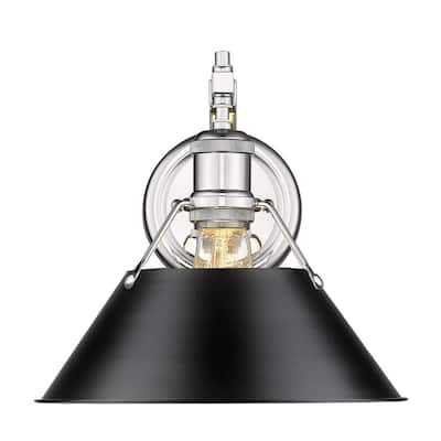 Orwell CH 1 Light Wall Sconce in Chrome with Black Shade - Chrome with Black Shade
