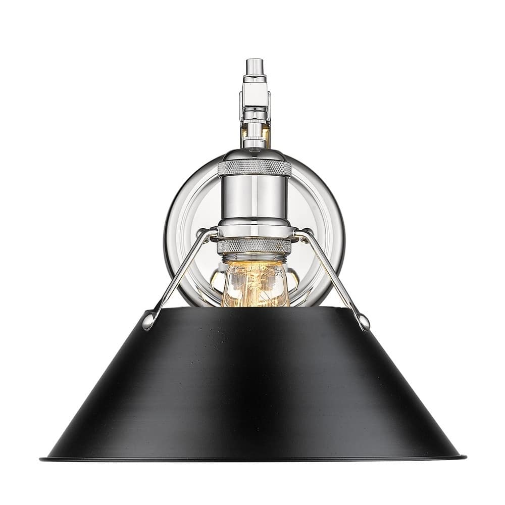Orwell CH 1 Light Wall Sconce in Chrome with Black Shade - Chrome with Black Shade