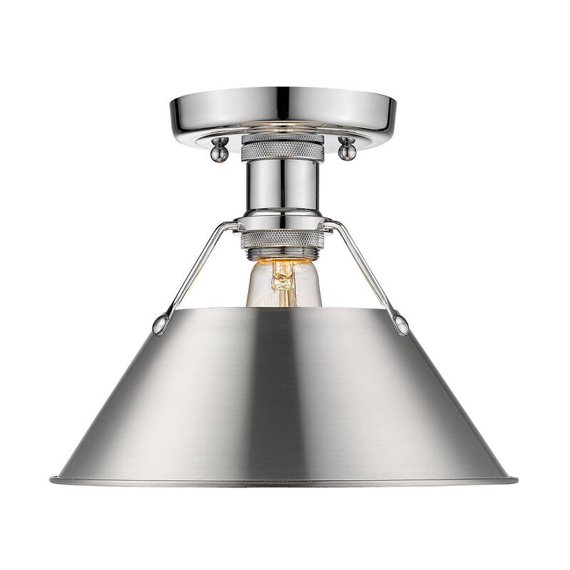 Orwell CH Flush Mount in Chrome with Chrome Shade - Chrome with Pewter