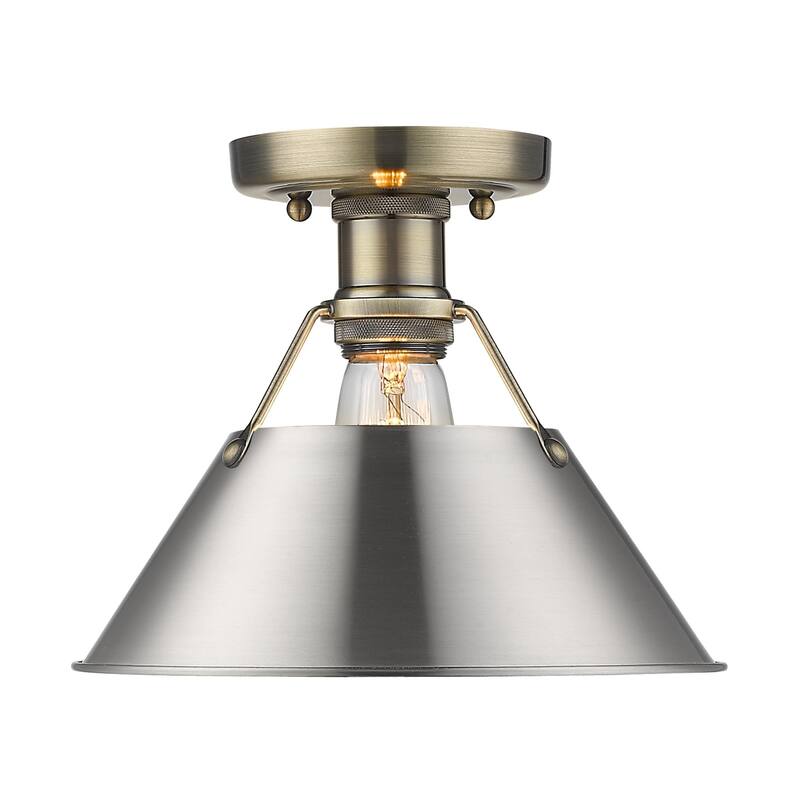 Orwell CH Flush Mount in Chrome with Chrome Shade - Aged Brass with Pewter