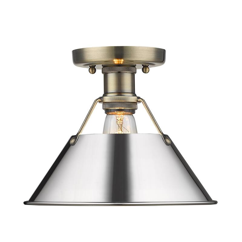 Orwell CH Flush Mount in Chrome with Chrome Shade - Aged Brass with Chrome