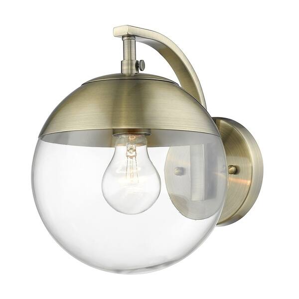 slide 2 of 25, Dixon Sconce in Aged Brass with Clear Glass and Aged Brass Cap