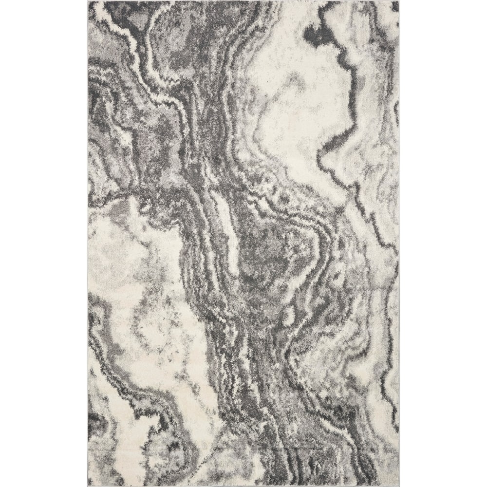 Strick & Bolton Rizzetta Ivory/ Grey Marbled Area Rug