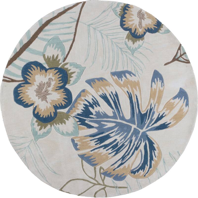 KAS Rugs Maui Handmade Coral/Ivory Rug - 5'6" Round - Ivory