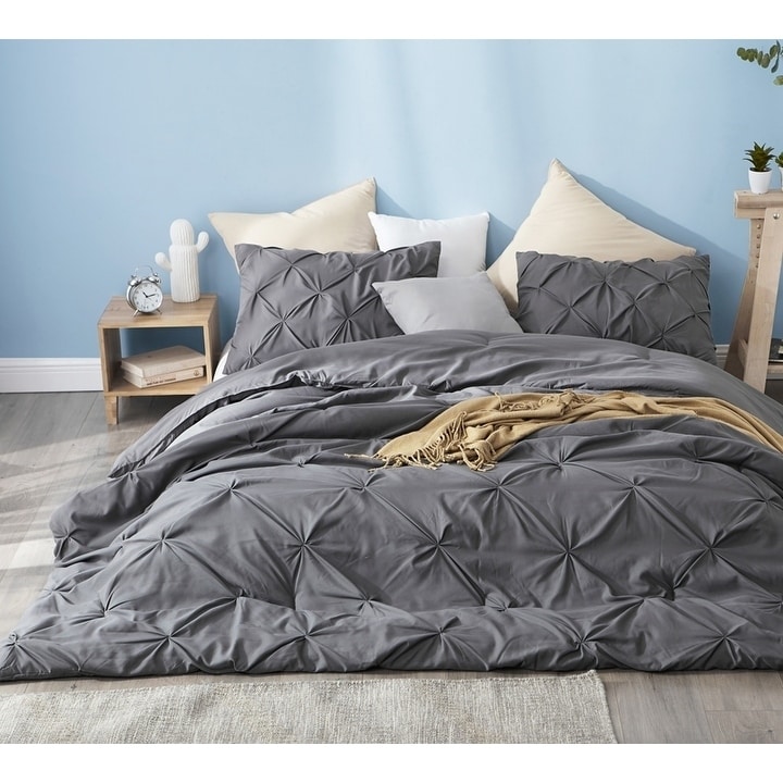 Shop Byb Granite Gray Pin Tuck Comforter Overstock 21918382