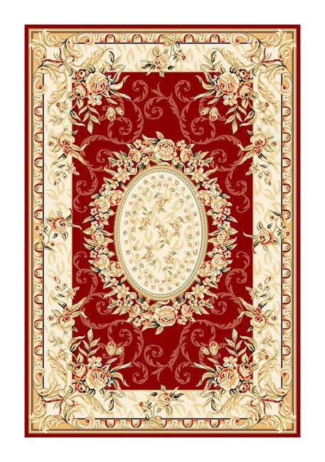 Lyndhurst Collection Aubussons Red/ Ivory Rug (33 X 53) (RedPattern FloralMeasures 0.375 inch thickTip We recommend the use of a non skid pad to keep the rug in place on smooth surfaces.All rug sizes are approximate. Due to the difference of monitor col