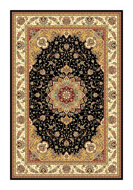 Lyndhurst Collection Traditional Black/ Ivory Rug (4 X 6)