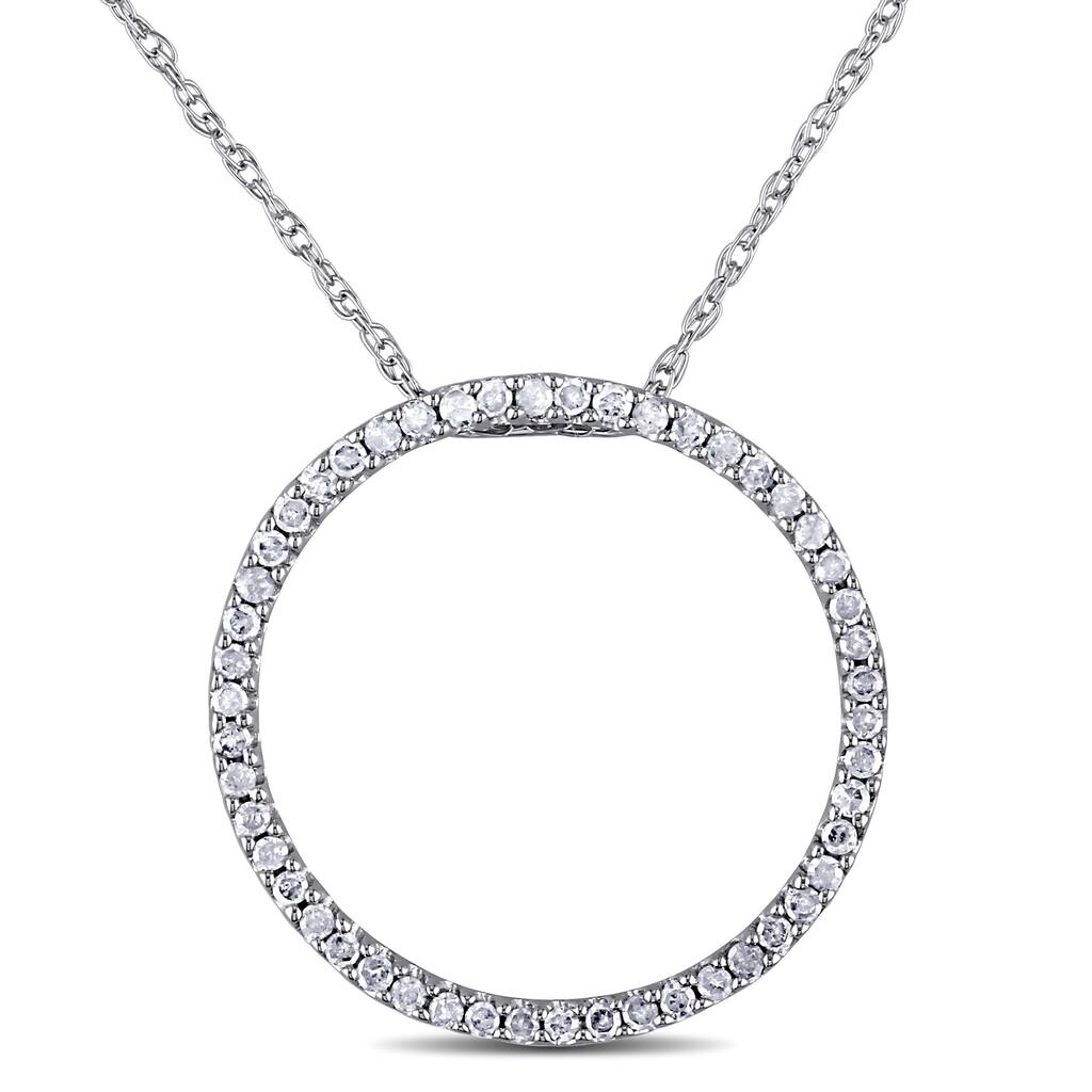 Miadora 10k White Gold 1/4ct TDW Diamond Circle Necklace