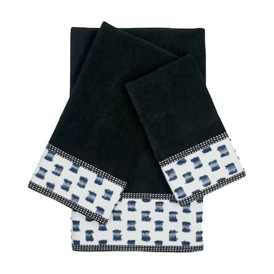 Sherry Kline O'Fifi Indigo-Black 3-piece Embellished Towel Set