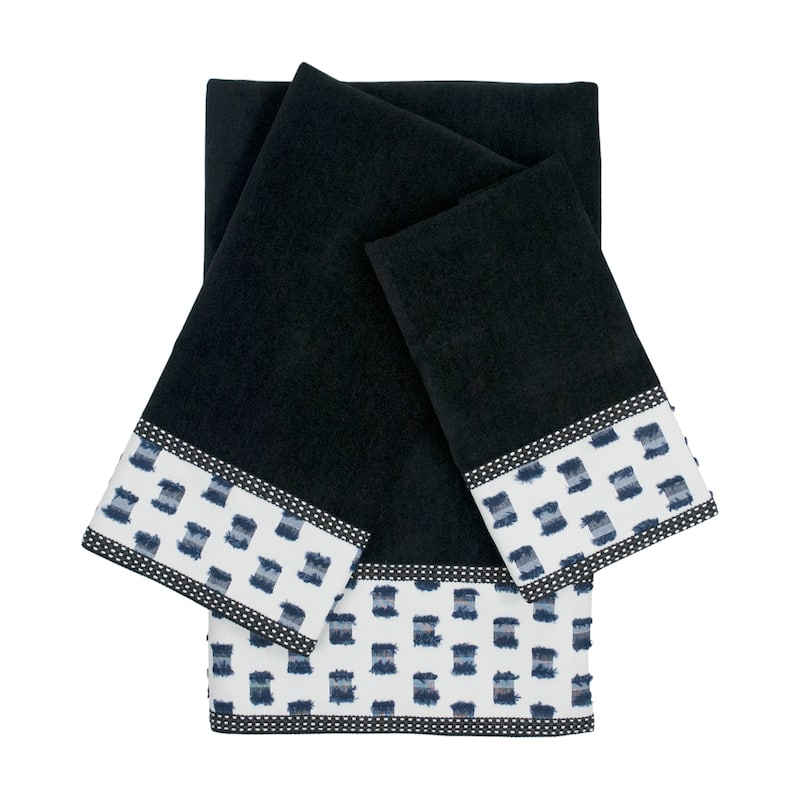 Sherry Kline O'Fifi Indigo-Black 3-piece Embellished Towel Set