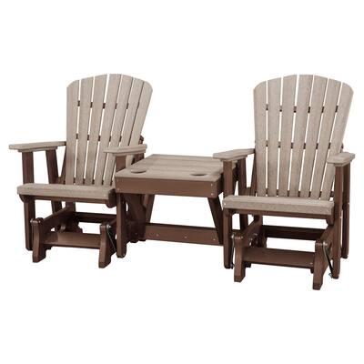 OS Home Model Weatherwood and Tudor Brown Double Glider with Center Table