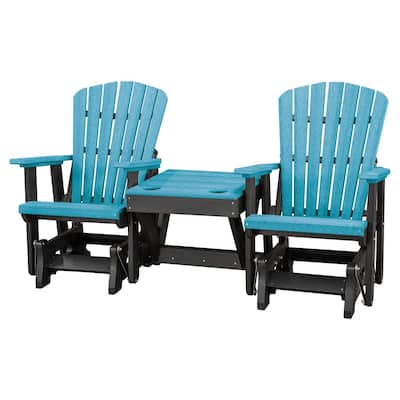 OS Home Model Aruba Blue/Black Double Glider with Center Table