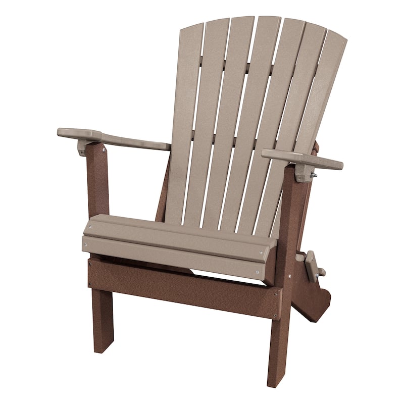 OS Home Model FanBack Folding Adirondack Chair in Weatherwood, Tudor Brown