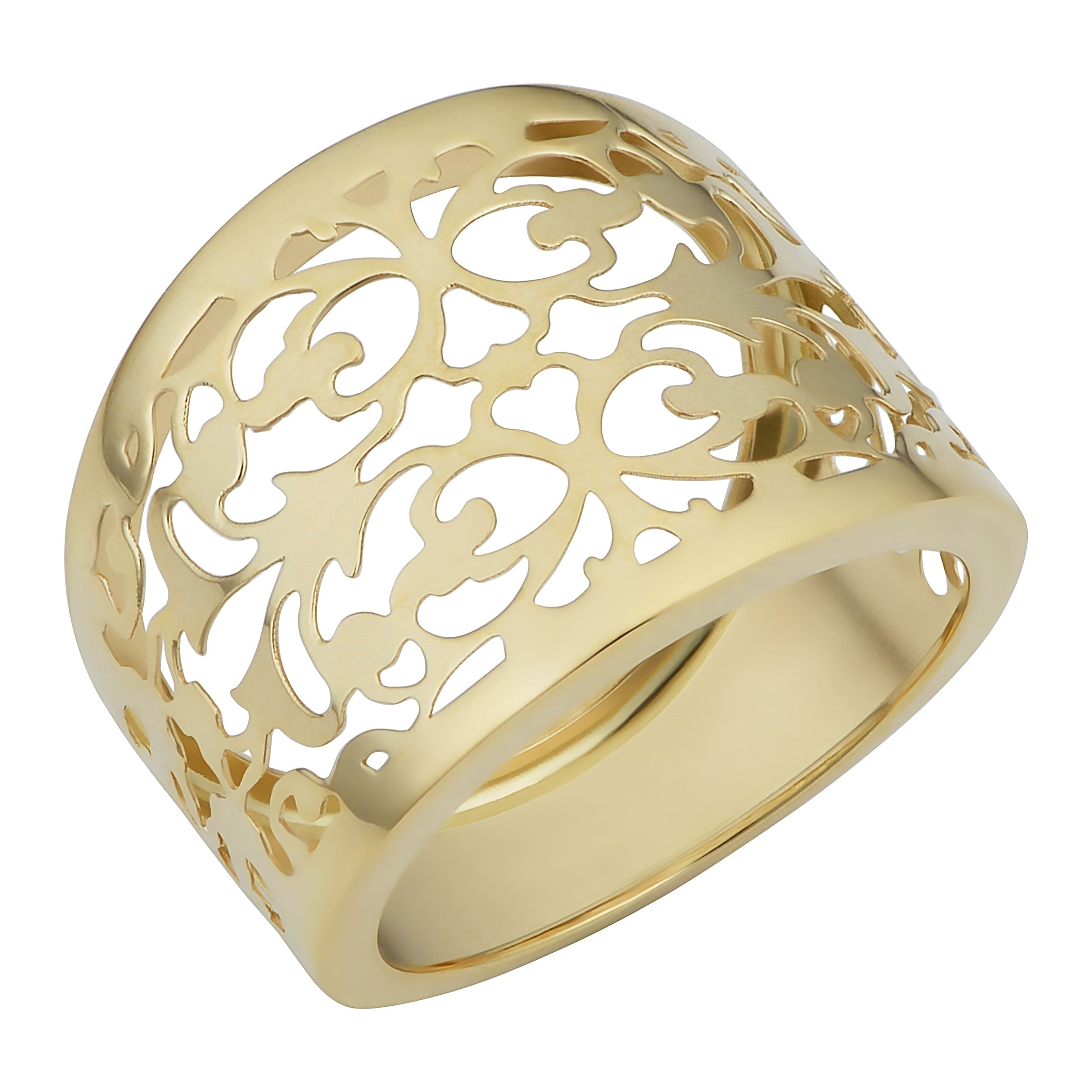 Au Naturale 14k Yellow Gold Filigree Cigar Band Ring (16.5 millimeters wide)