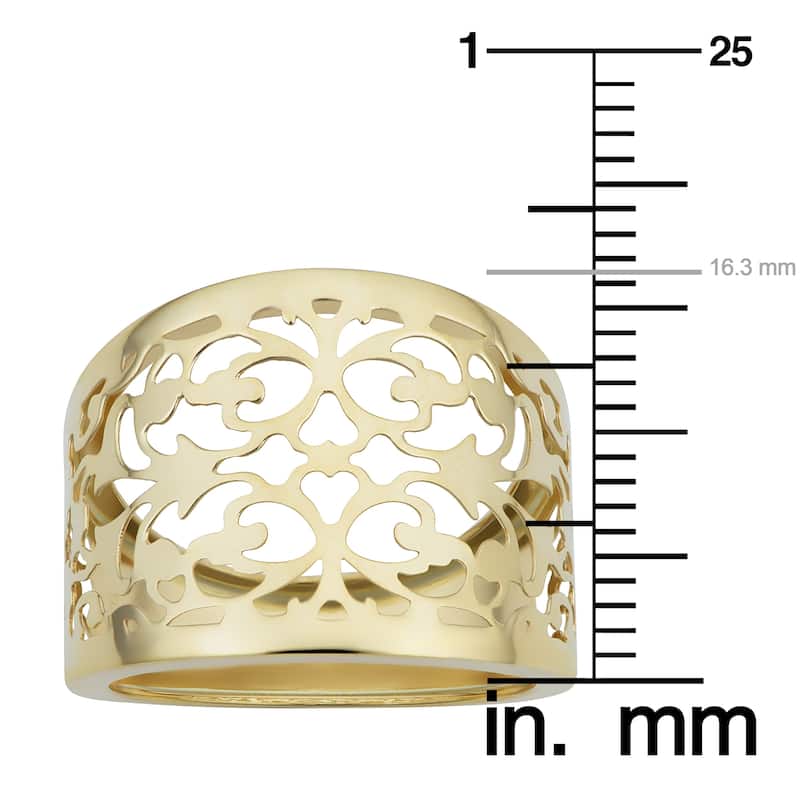 14k Yellow Gold Filigree Cigar Band Ring (16.5 millimeters wide)
